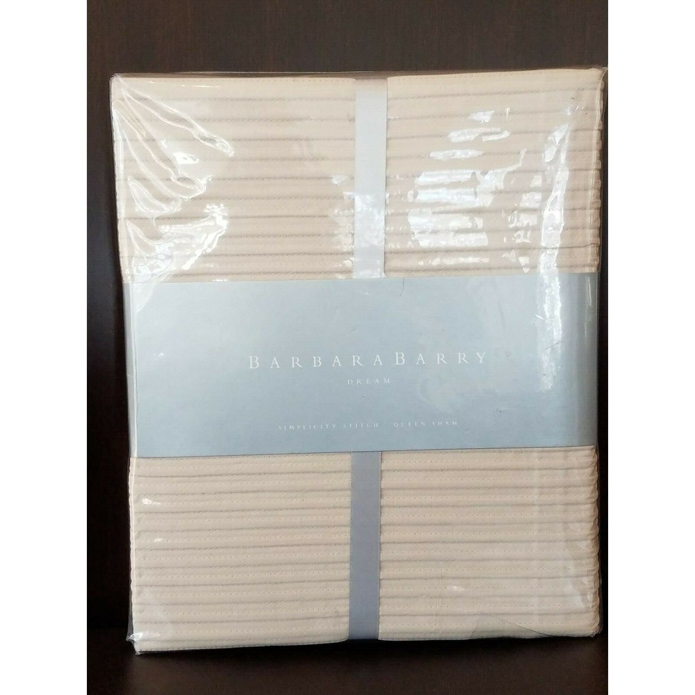 New Barbara Barry Dream Simplicity Stitch Silver birch Beige Pleated Pillow Sham